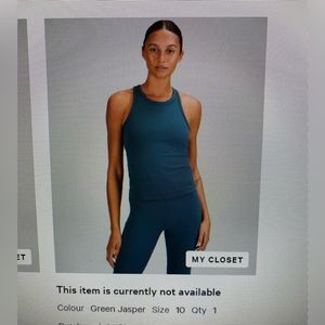 Lululemon Align waist length racer back in jasper green size 10